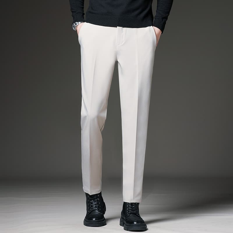 New Spring Autumn Men Suit Pants Slim Business Office Elastic Waist Black Grey Classic Korean Trousers Male Plus Size 27-38 40 42