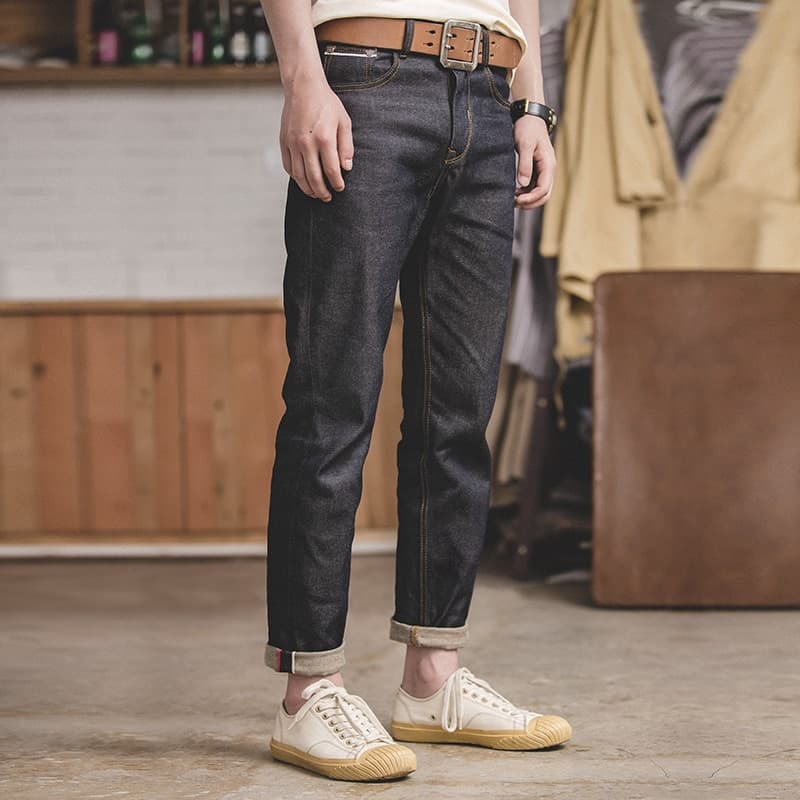 New Workwear Men Blue Straight  Jeans Sizes 28 To 38 Disposable Raw Woven Oversize Denim Jean Cotton Denim Pants  Style