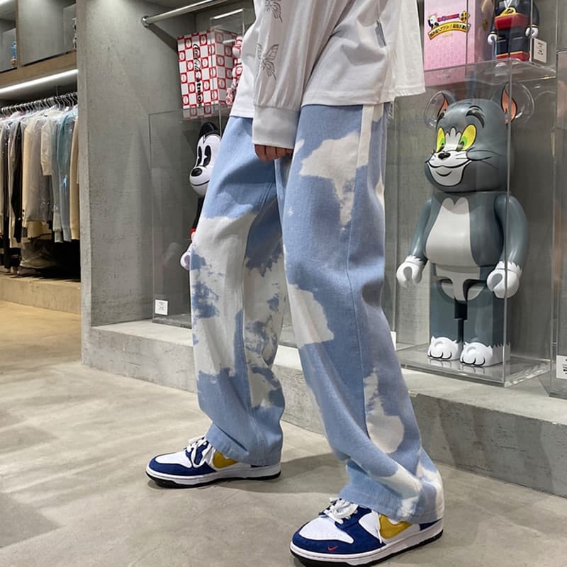 New Men Tie Dye Jeans Denim Jeans for Men Streetwear Jean Baggy Man Male Oversize Trendyol Mens Wide Men Boys Clothing