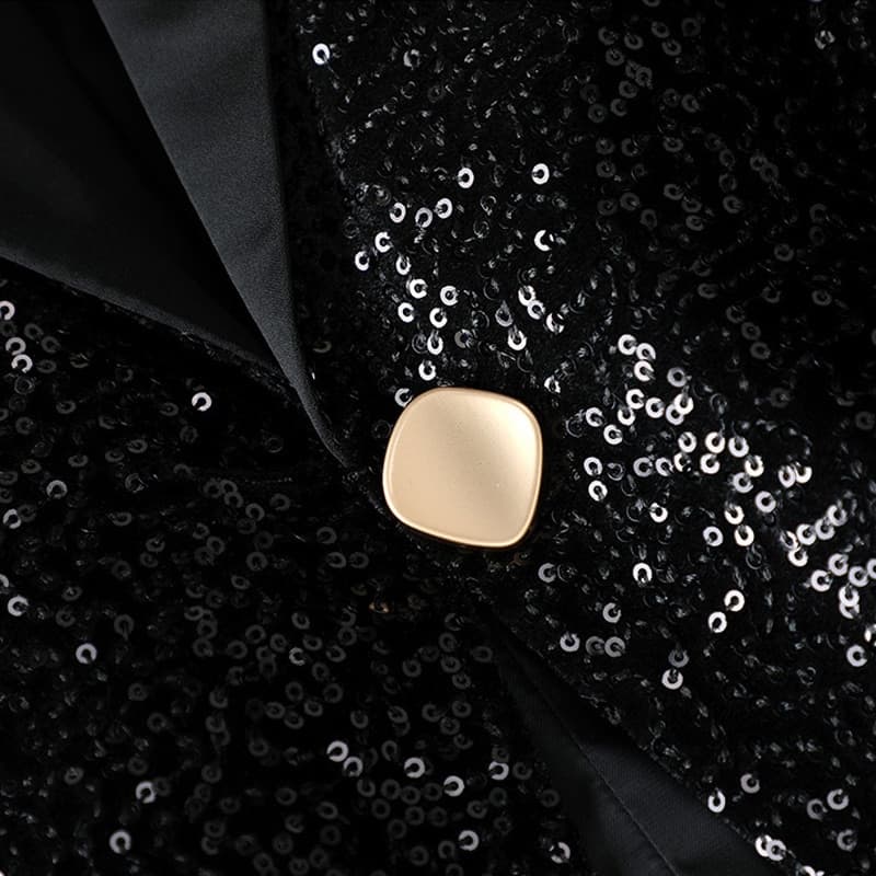New Women Sequin Blazer Suits Fashion Elegant Single Button Jacket Basic Coat Club Fall Clothes