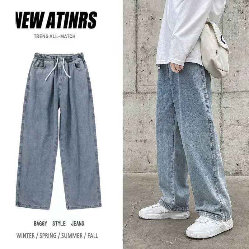 New Spring And Autumn Street Men Jeans Casual Loose Jean Pants for Men Korean Version Fashion Straight Wide Leg Pants