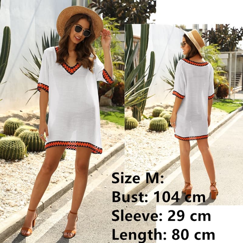 Women Beach Dress Bikini Cover Up Boho Mujer Dresses for Woman Swimwear Cover-Ups Summer Crochet Tunic