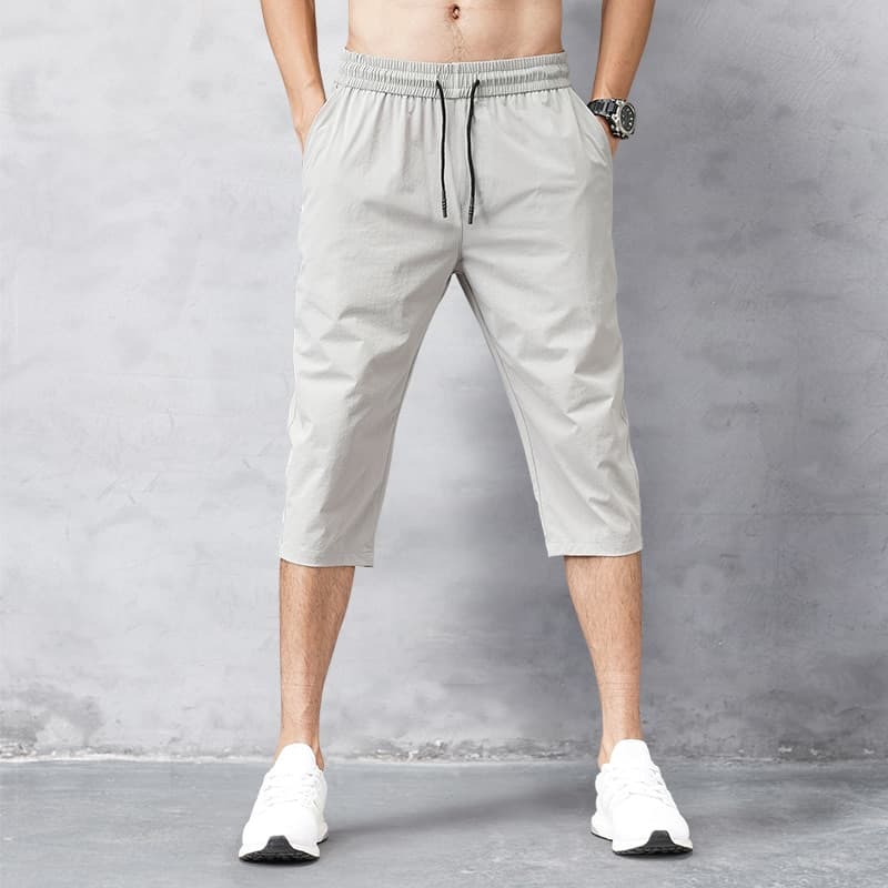 New Men Shorts Summer Breeches Thin Nylon 3/4 Length Trousers Male Bermuda Board Quick Drying Beach Black Men Long Shorts