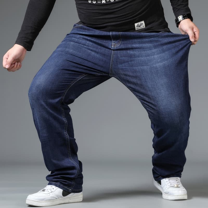New Men Oversized Black Jeans Casual Denim Pants Husband Breathable Loose Trousers Stretch Baggy Jeans Plus Size Men Clothing 10XL