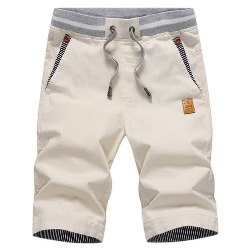 New Men Shorts Summer Casual Cotton Fashion Style Boardshort Bermuda Male Drawstring Elastic Waist Breeches Beach Shorts