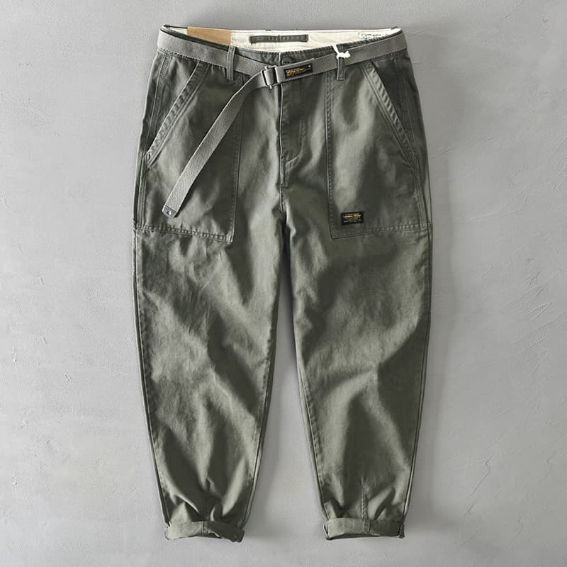 New Autumn Winter New Pure Cotton Men Cargo Pants Korean Style Male Casual Loose Belt Mid Waist Slim Fit Pencil Trouser GA-Z329 Z378