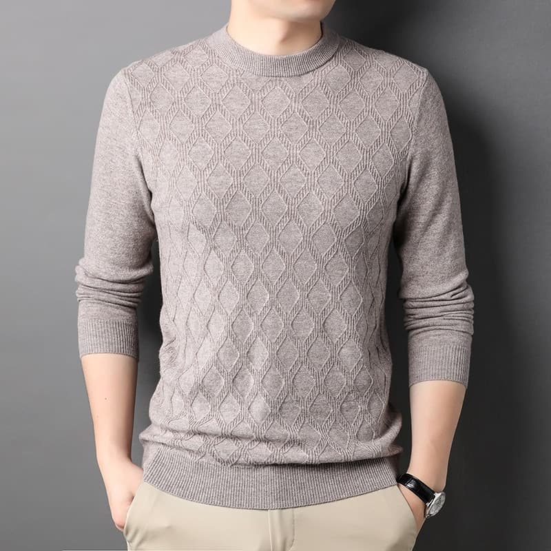 New Wool Argyle Pullover Men Sweaters Luxury Long Sleeve Round Collar Computer Knitted Spring Autumn Male Sweaters 4XL