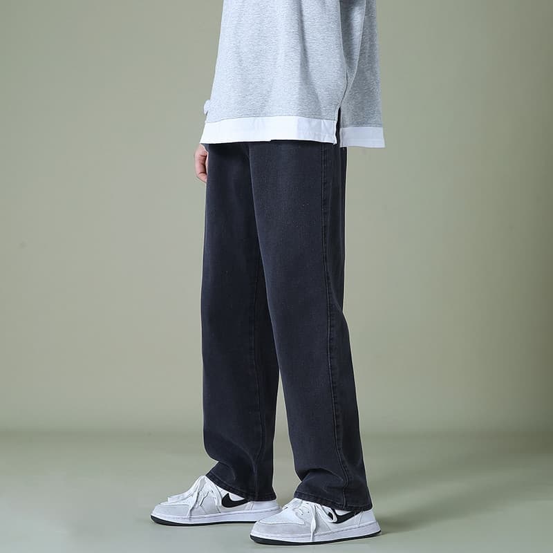 New Brand Spring Men Korean Fashion Blue Pink White Jeans Streetwear Hip Hop Baggy Denim Trousers Straight Wide Leg Pants