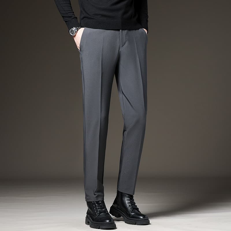 New Spring Autumn Men Suit Pants Slim Business Office Elastic Waist Black Grey Classic Korean Trousers Male Plus Size 27-38 40 42