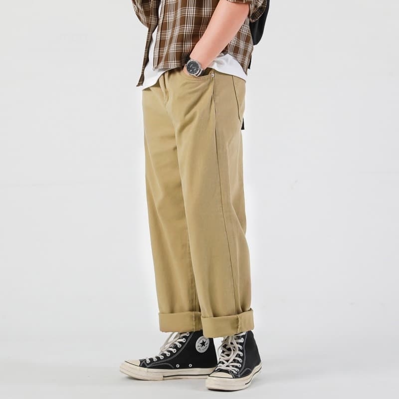 New Belt Loose Fashion Straight Tube Mens Trouser New Student Brand Long Pants Japanese Streetwear Harajuku Cotton Four Seasons