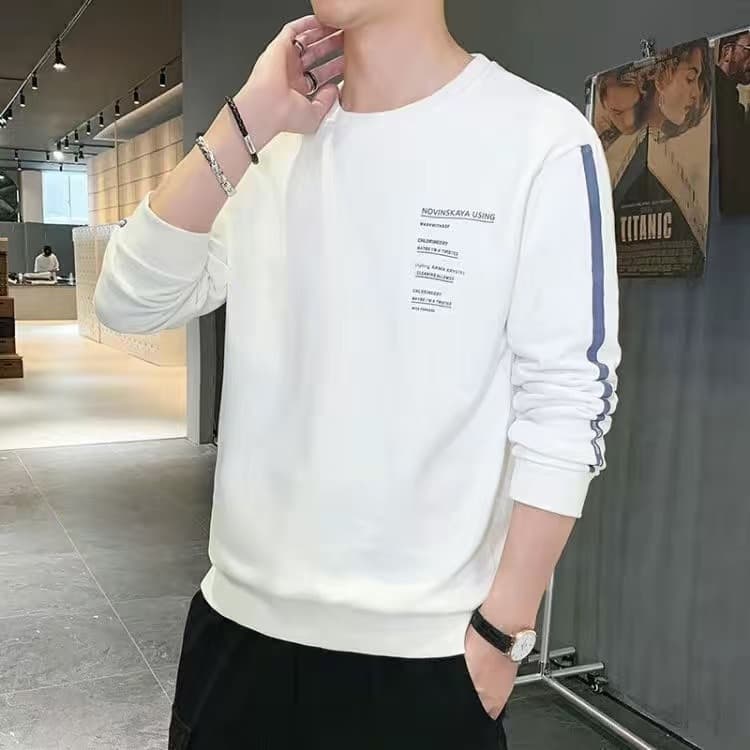 New Spring And Autumn Korean Style  Long Sleeved Men Hoodie Loose  Front Short Back Long Round Collar Top