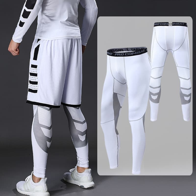 New Men Compression Pants Male Tights Leggings for Running Gym Sport Fitness Quick Dry Fit Joggings Workout White Black Trousers