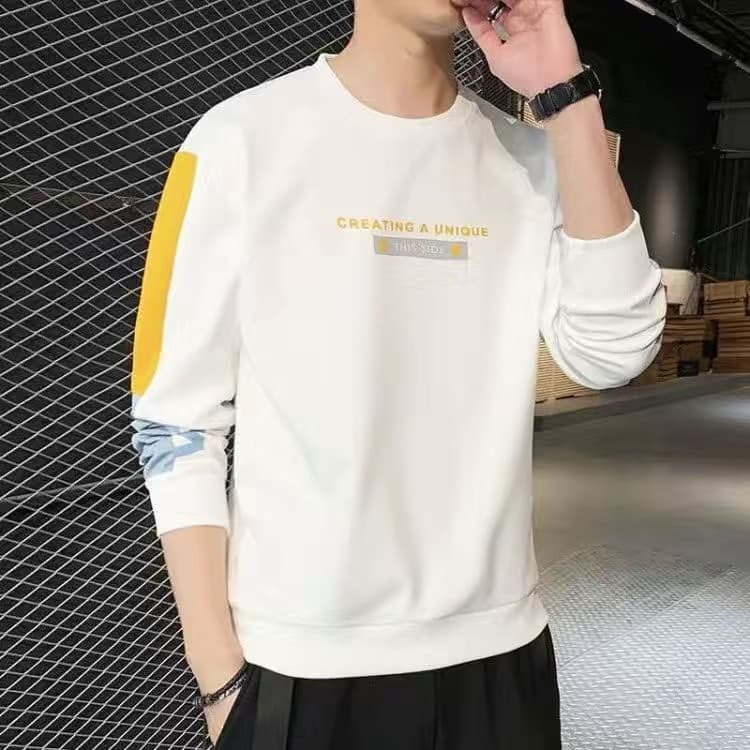 New Spring And Autumn Korean Style  Long Sleeved Men Hoodie Loose  Front Short Back Long Round Collar Top