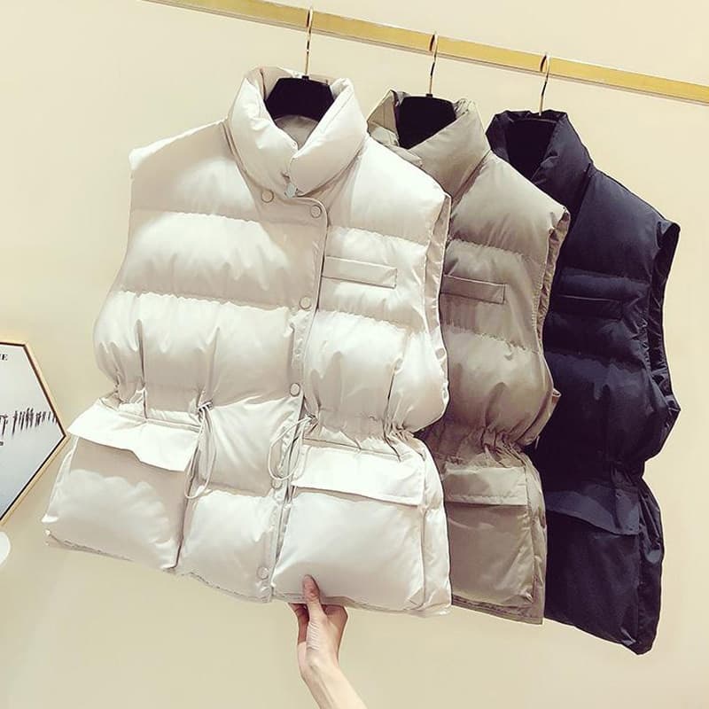 New Autumn Winter Down Vest Women Short  Waistcoat Windbreaker Thick Warm 90% White Duck Down Coat Gilets Sleeveless Jacket
