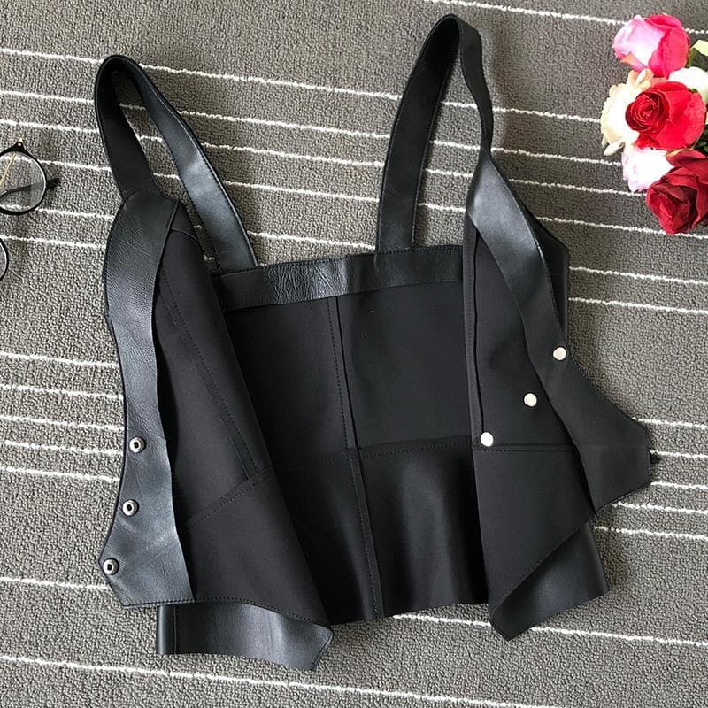 New Women Street Fashion Waistcoat PU Faux Leather Irregular Hem Zipper Waistcoat Vintage Stylish Vest Female Outerwear Chic Tops