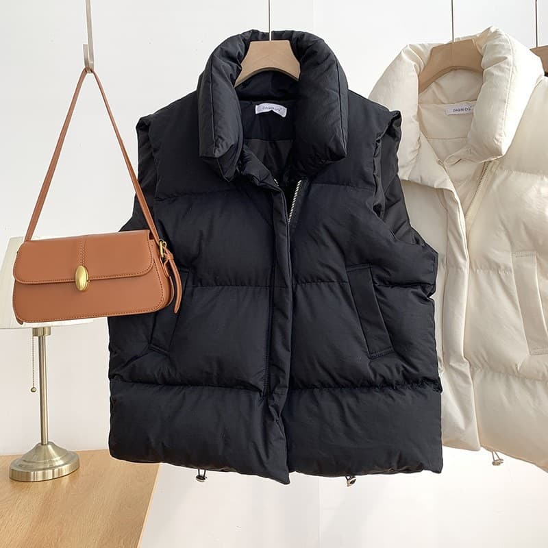 New Women Autumn Winter Down Vest Thick Warm Harajuku Loose Y2K Vest Jacket Casual Outerwear Short Waistcoat Windproof Vest Coats