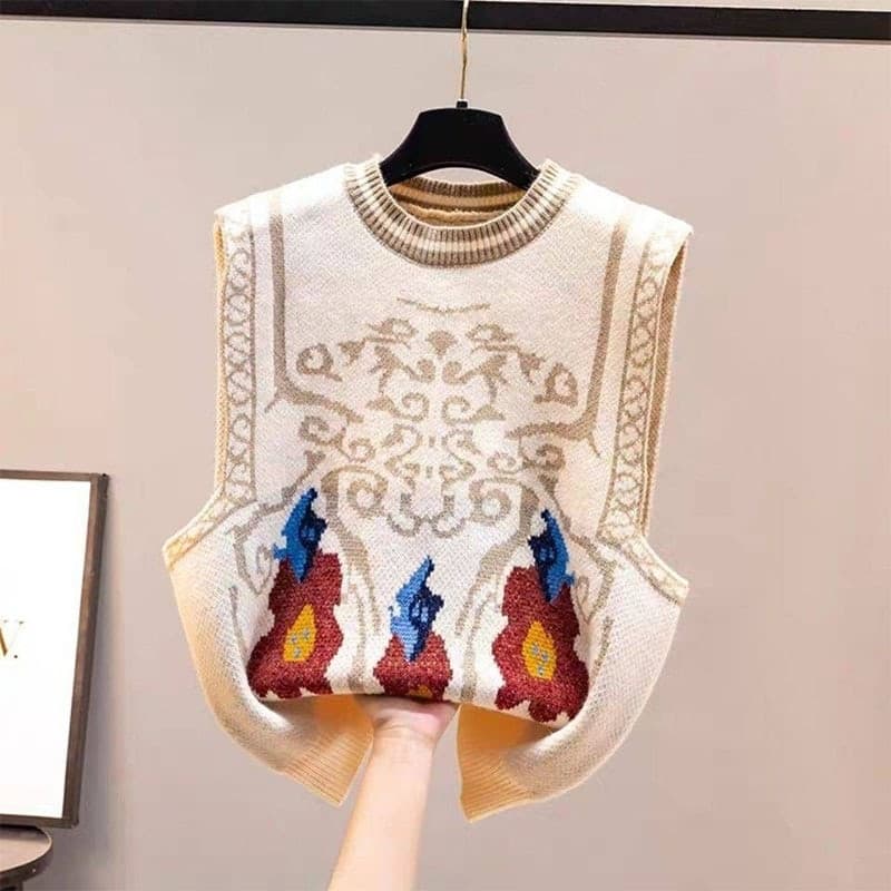 New Sweater Vest V Neck Argyle Crop Tops Chic Preppy Style Knitted Students Harajuku Vintage Streetwear Slim Leisure Fashion Women