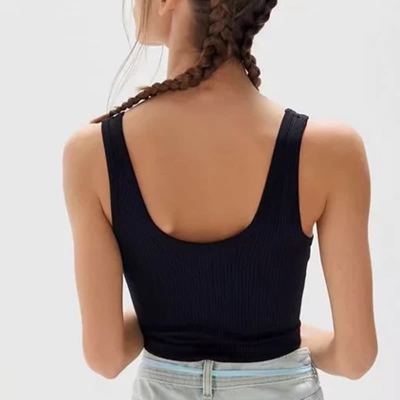 New Women Tops Seamless Bralette Tank Top Female Crop Tops Cami Underwear Scoop Neck Ribbed Basic Tee Lingerie U Back Camisole