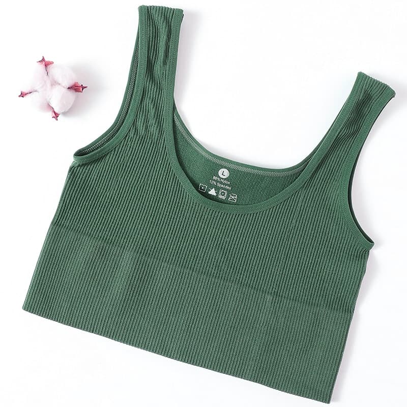 New Women Tops Seamless Bralette Tank Top Female Crop Tops Cami Underwear Scoop Neck Ribbed Basic Tee Lingerie U Back Camisole