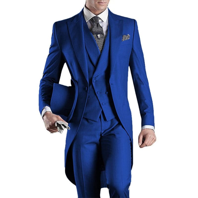 New Gray Wedding Men Tail Coat 3 Piece Groom Tuxedo for Formal Prom Male Suits Fashion Set Jacket with Pants Vest
