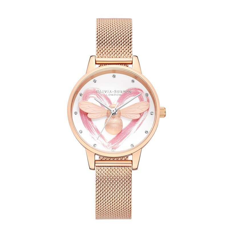 Women’s Quartz Fashion Watches – Little Bee Dial, Waterproof Stainless Steel Mesh Band