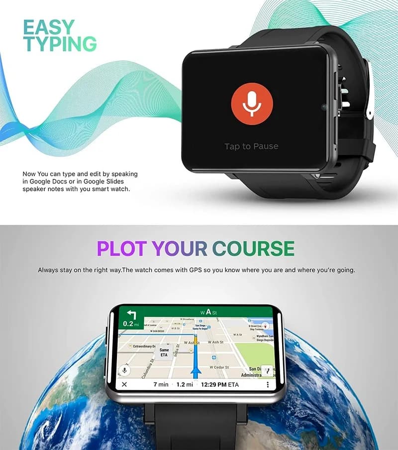 DM100 4G LTE Smart Watch Android 7.1 3GB RAM 32GB ROM 5MP Camera IPS 2700mah Battery 2.86 inch Touch Screen Smartwatch