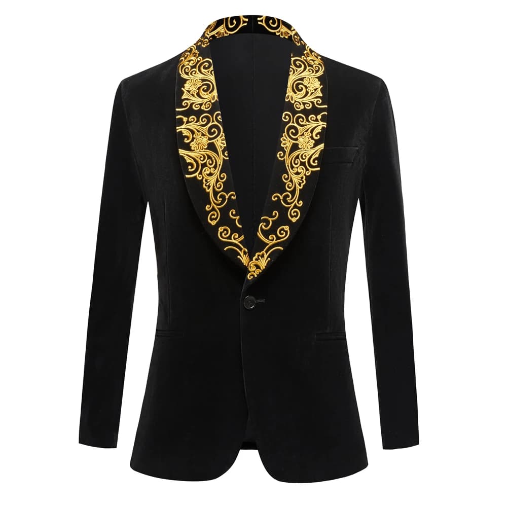 New Men Embroidered Shawl Lapel Groom Wedding