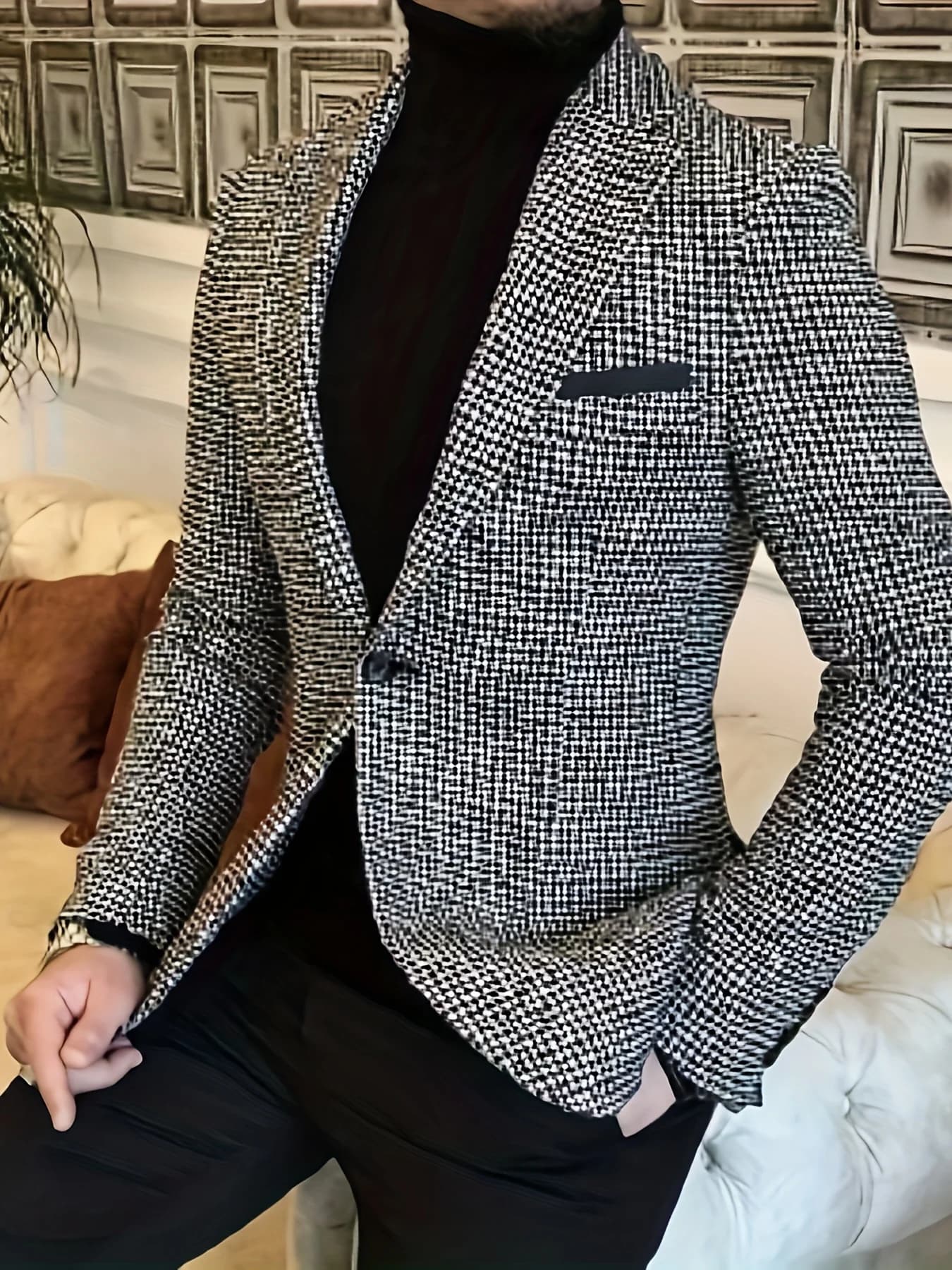 Men Long Sleeve Classic Lapel Formal Blazer For Wedding Banquet Business Occasion