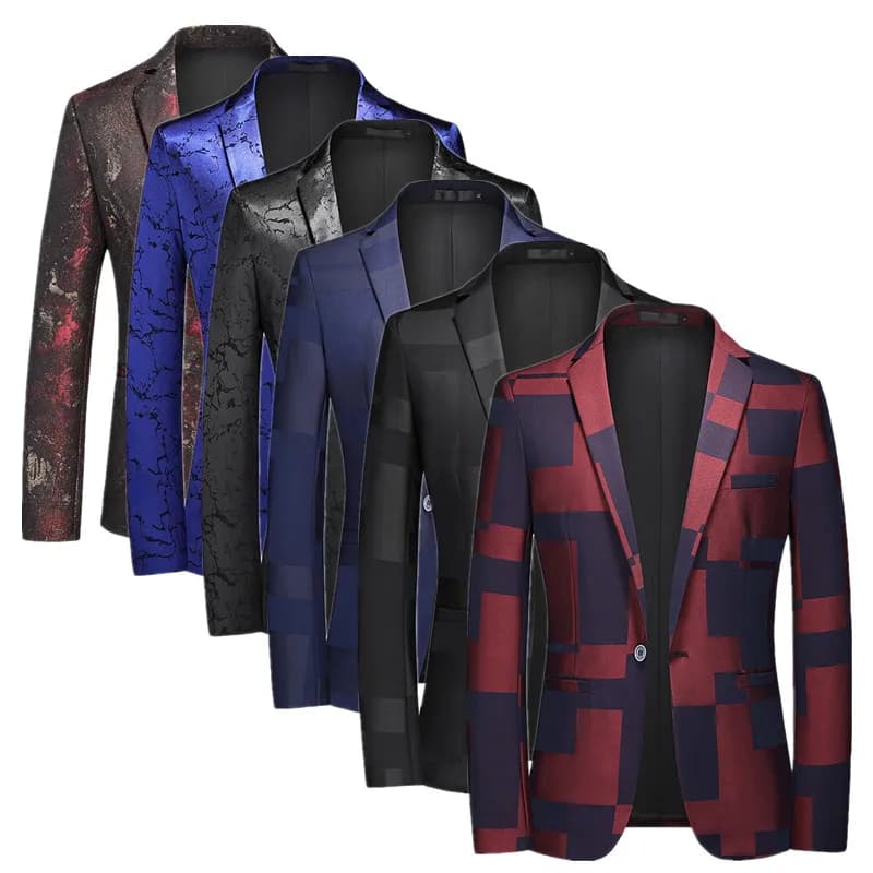 Men Business Social Summer Single breasted Thin Dress Jacquard Blazers