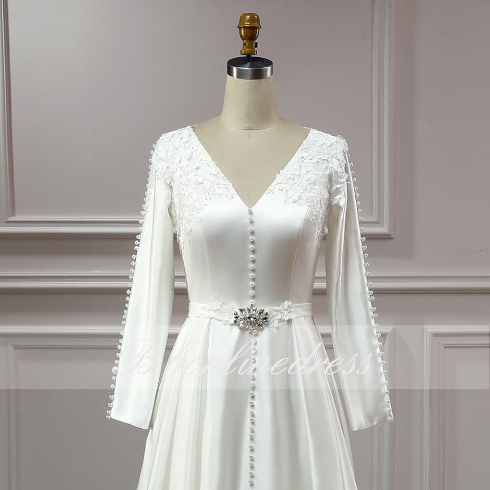 Women Moroccan Caftan Evening Dresses Satin A Line Sleeves White Elegant Long Wedding Kaftan Marocain De Marriage – view 2