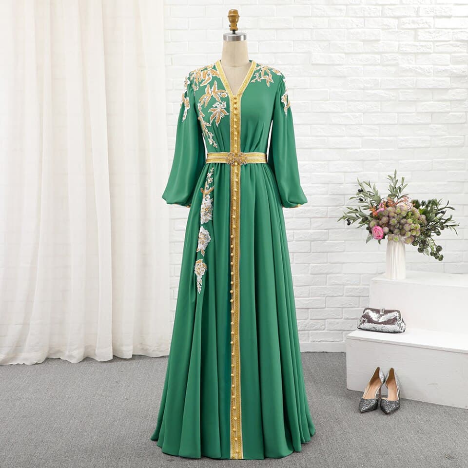Women Moroccan Caftan Evening Dresses Embroidery Appliques Long Casual Women Dress Arabic Muslim Plus Size Party Robe – view 3