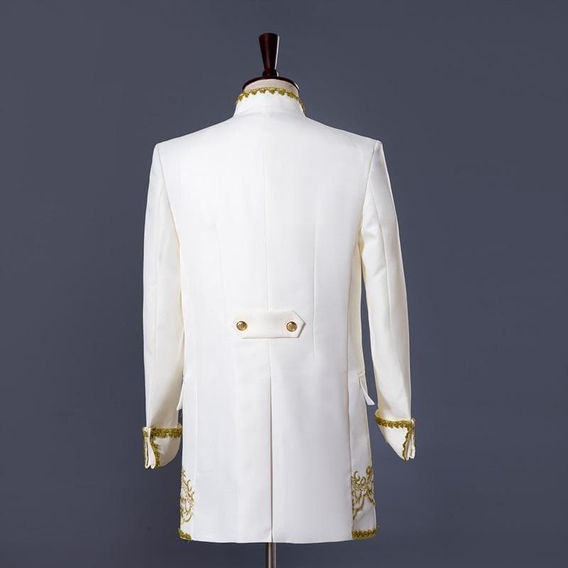 Men England Style Tuxedo Dress Suit Classic White Palace Blazer Men Longline Prom Stage Party Singer 3 Piece Dress Suits – view 3