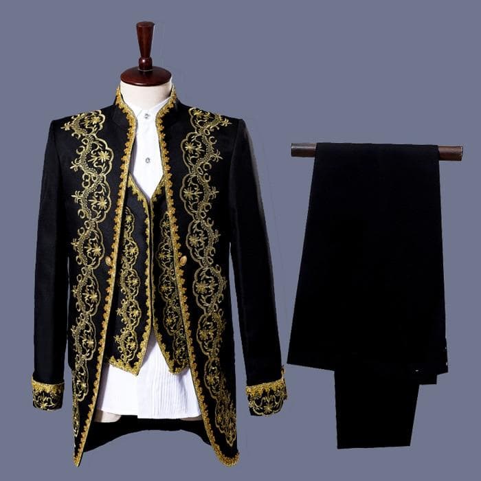 Men England Style Tuxedo Dress Suit Classic White Palace Blazer Men Longline Prom Stage Party Singer 3 Piece Dress Suits – view 2