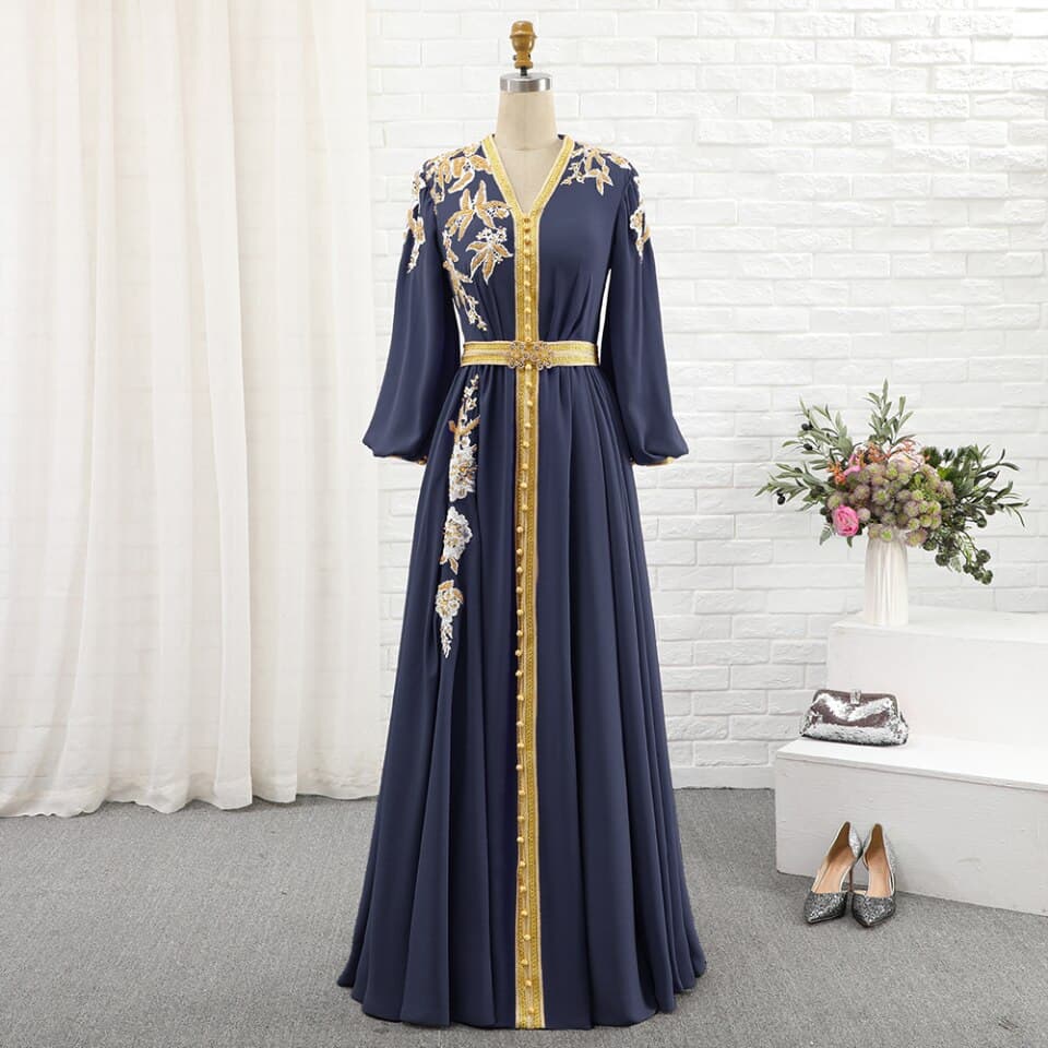 Women Moroccan Caftan Evening Dresses Embroidery Appliques Long Casual Women Dress Arabic Muslim Plus Size Party Robe – view 2