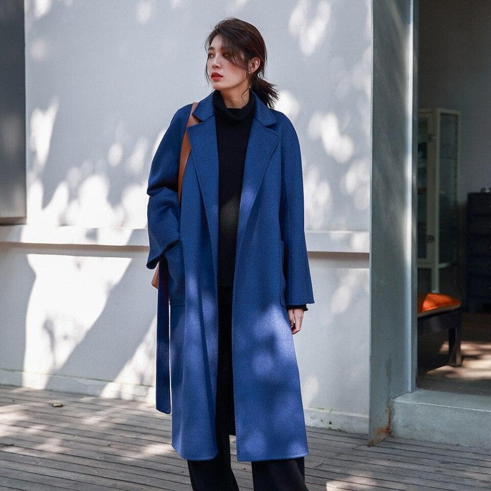 New Women Classic Cashmere Wool Coat Dress Double Faced Female Wavy Winter Women Coat