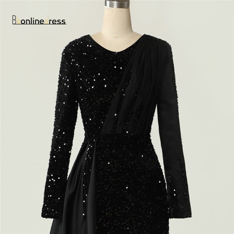 Women Glitter Evening One Shoulder Dress Sequin Evening Gown Long Elegant Wedding Party Dresses Mermaid – view 3