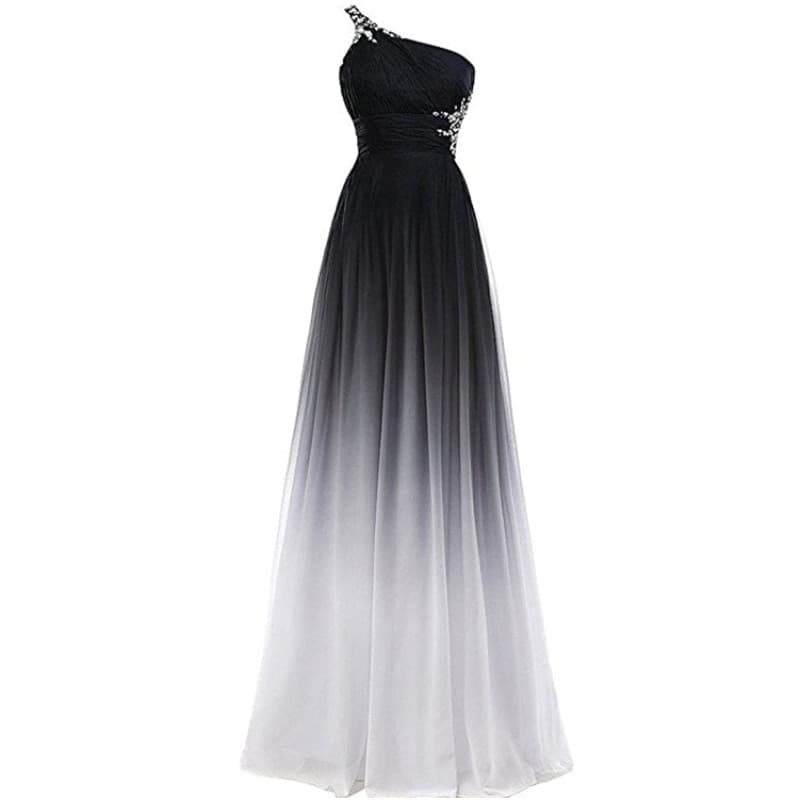 Women Elegant One Shoulder Dresses Bridesmaid Crystal Sequined Sleeveless Prom Gown For Wedding Party 4 colours Robe De Soriee – view 3