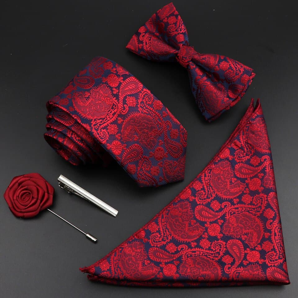 Men Solid Color Silk Tie Set