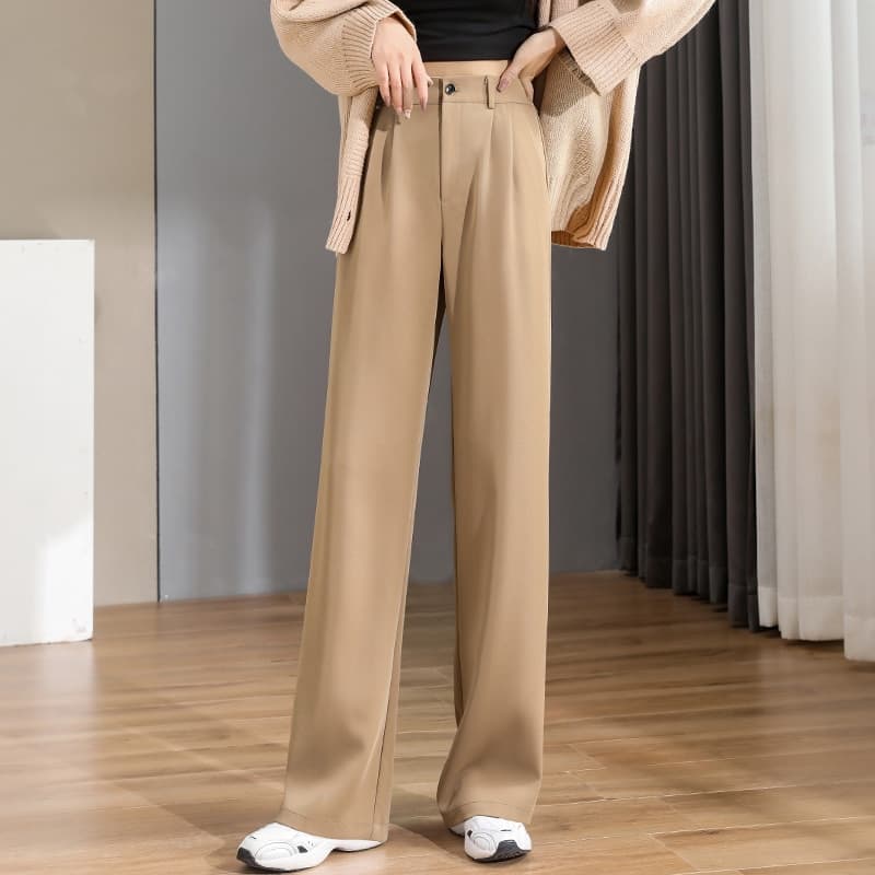 Women Chic Office Wear Straight Pants Vintage High Ladies Trousers Baggy Korean Spring Summer Autumn Wide Leg Female – view 3