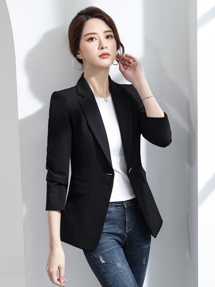New Women Blazer Korea Casual Slim Blazers Jackets Work Coat Outerwear Fashion Autumn Career Female Jacket Office Lady