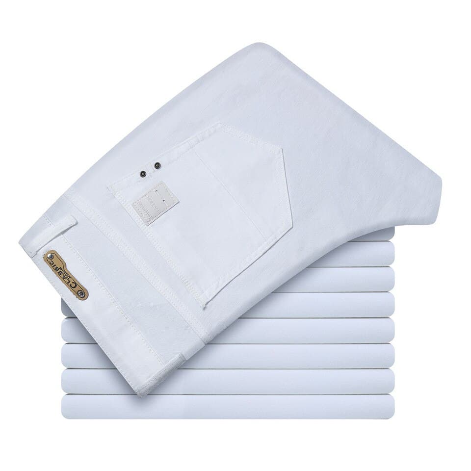 New Men White Jeans Fashion Casual Classic Style Slim Fit Soft Trousers Male Brand Advanced Stretch Pants