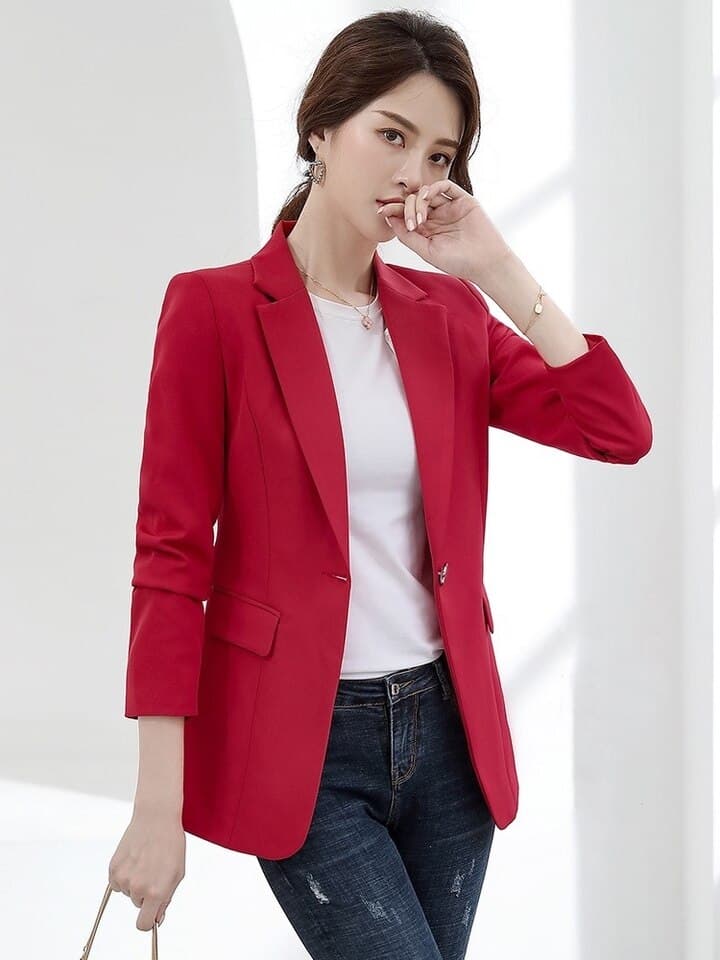 New Women Blazer Korea Casual Slim Blazers Jackets Work Coat Outerwear Fashion Autumn Career Female Jacket Office Lady