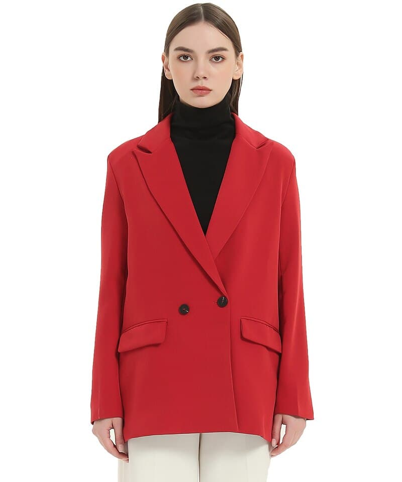 New Autumn And Spring Women Blazer Jacket Casual Solid Colour Double Breasted Pocket Decorative Coat