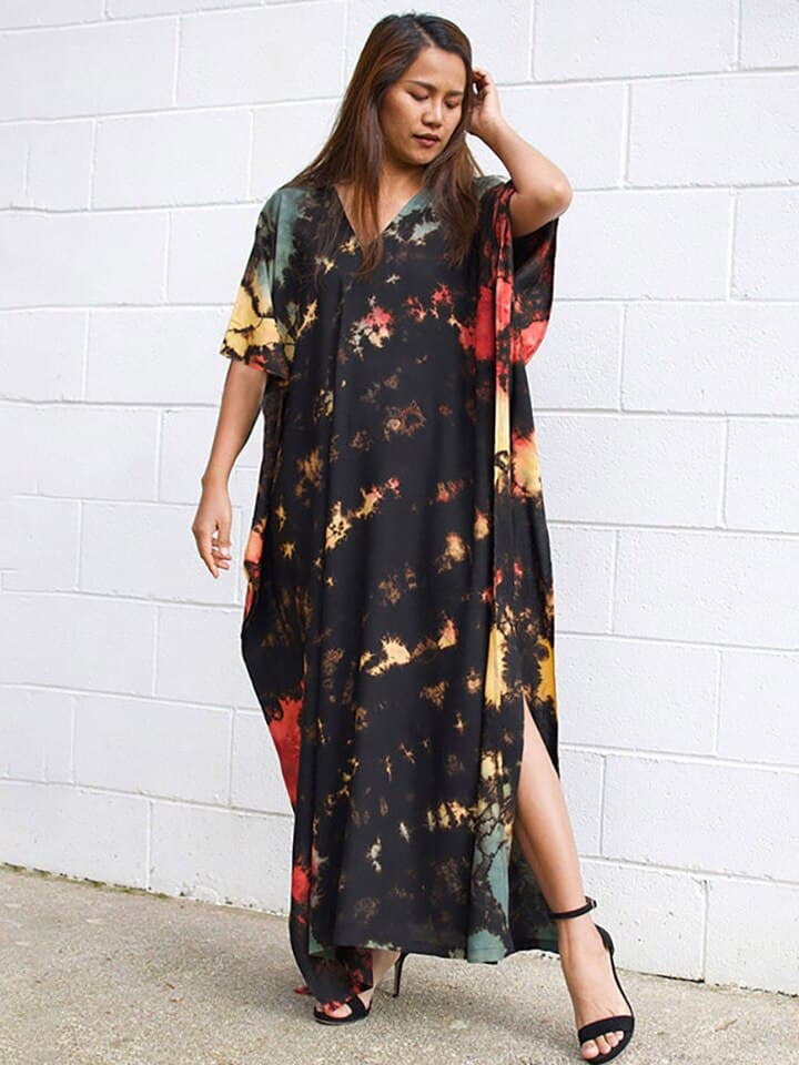 New Boho Retro Striped Tie Dye Women Swimsuit Cover Up Summer Outing Bikini Wrap Beach Dress Beachwear