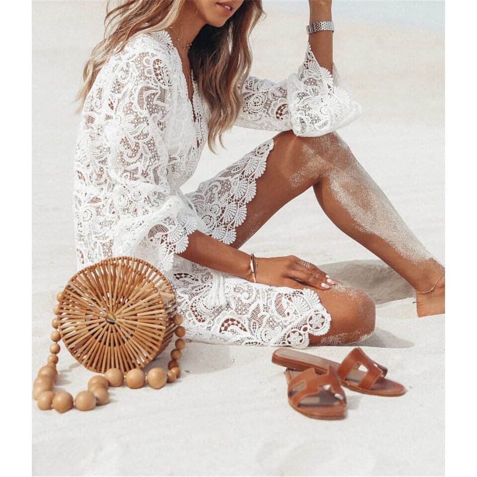 New Woman Beach Outing Clothes Hollow Beach Outlet Bikini Swimsuit Beach Cover Up Women Suit Dress