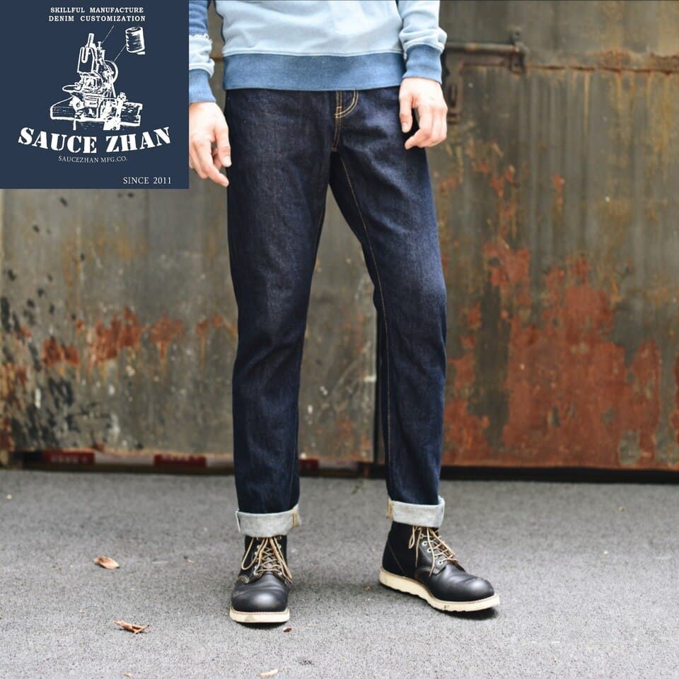 New Jeans Men Slim Fit Jeans Cattle Denim Selvedge Jeans Indigo Jeans Jeans Raw Denim Mens Jeans Brand jeans men