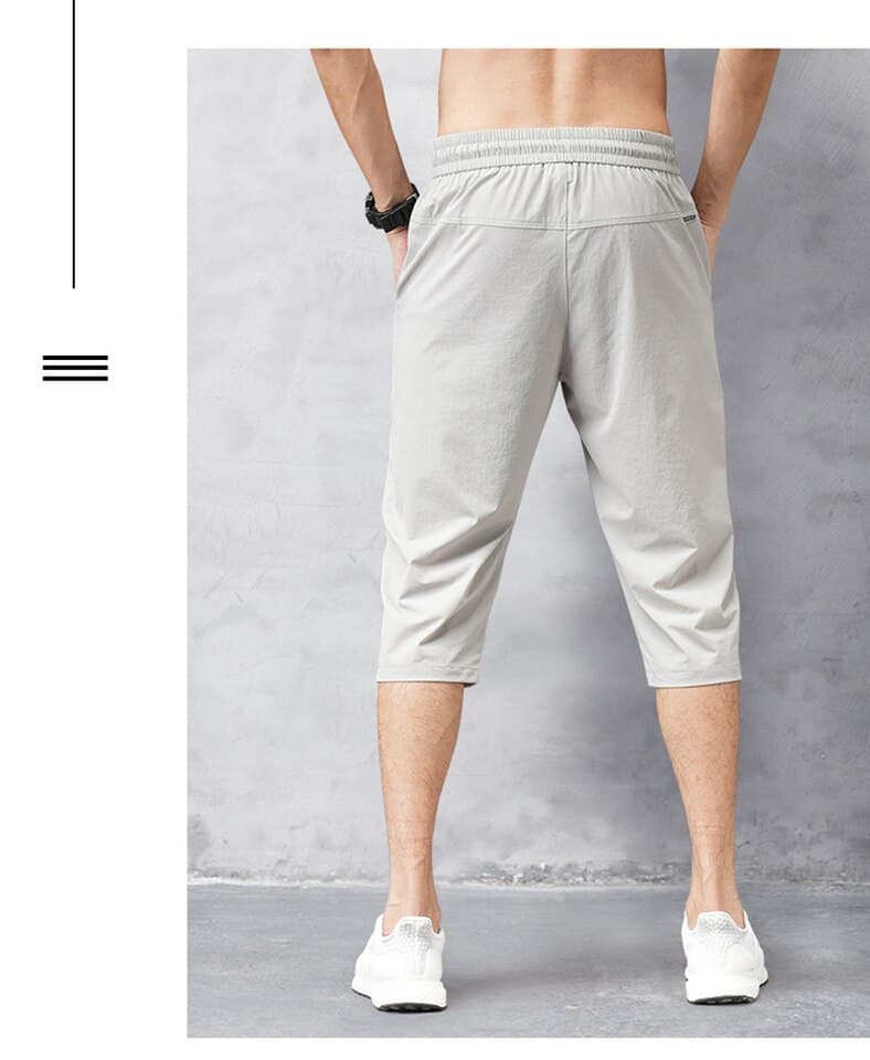 New Men Shorts Summer Breeches Thin Nylon 3/4 Length Trousers Male Bermuda Board Quick Drying Beach Black Men Long Shorts