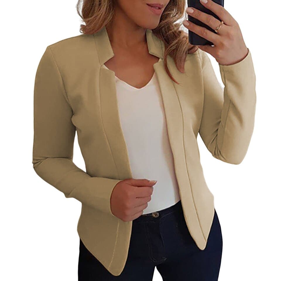 New Fall Fashion Women Solid Color Long Sleeve Stand Collar Slims Fit Blazer Coat Women Clothing Blazers Fashion Long Sleeve Suits