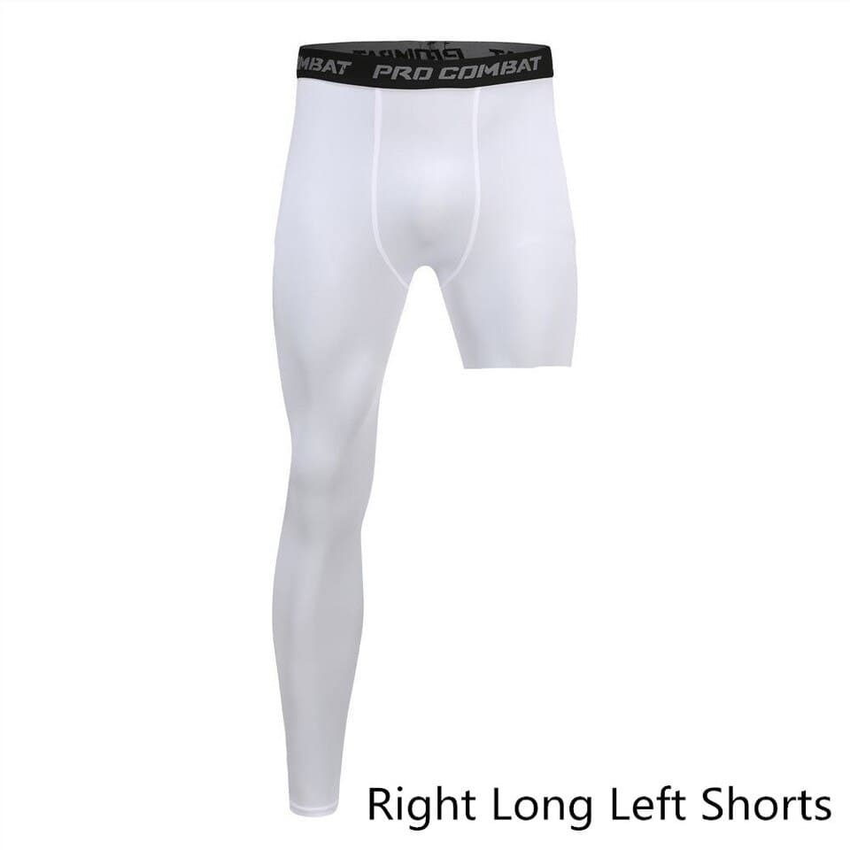 New Men Base Layer Exercise Trousers Compression Running Tight Sport Cropped One Leg Leggings Basketball Football Yoga Fitness Pants