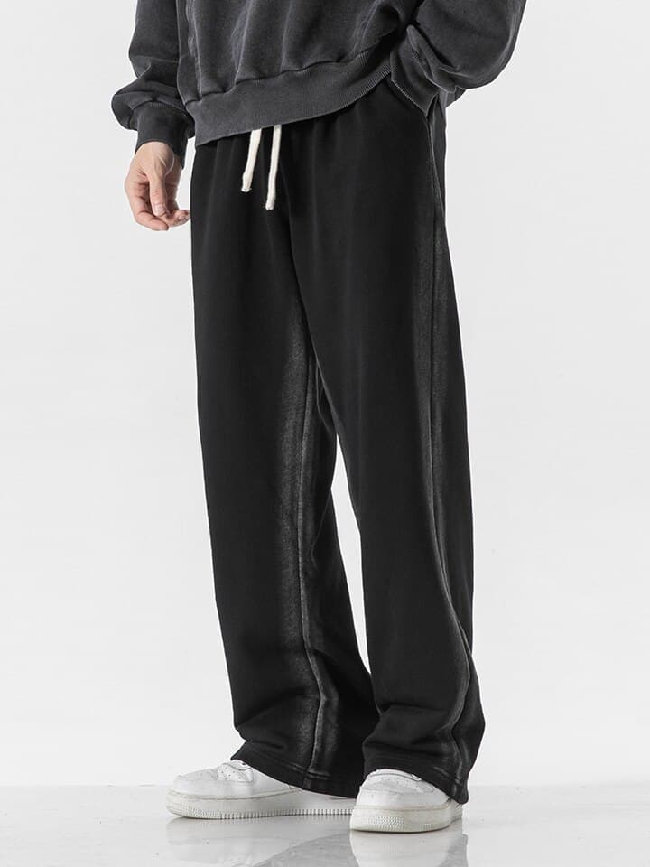 New Spring Autumn Black Cotton Sweatpants Men Fashion Streetwear Wide Leg Joggers Loose Casual Straight Track Pants Plus Size 8XL